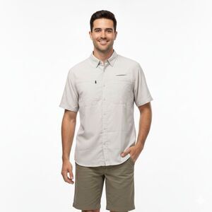 NWT American Outdoorsman Fog Grey COOL+ Vented Fishing Shirt - Size Large